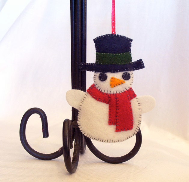 Snowman Felt Christmas Ornament Handmade