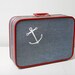 RESERVED FOR LAURA Vintage Luggage Upcycled with a Screen Printed Anchor