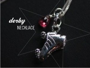 Sterling Derby Love Skate Necklace with gemstone