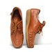 size 7 WOVEN brown leather 70s WEDGE PLATFORM lace up booties