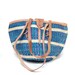 woven JUTE 70s vibrant turquoise STRIPE blue TOTE bucket sisal bag