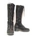 size 7.5 8 PLATFORM black suede leather 80s COMBAT lace zip up knee high TALL boots