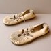 size 8.5 9 HANDMADE white leather 60s MOCCASIN beaded lace up ANKLE booties