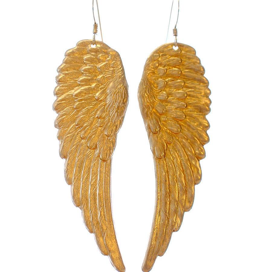 Angel Wing Earrings in Brass & Gold Fill