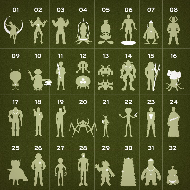 alienWe Wall Decals (Choose from 32 Famous Aliens)