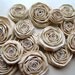Shabby Chic Wedding paper flowers set of 15 handmade rose tea stained LOVE LETTERS