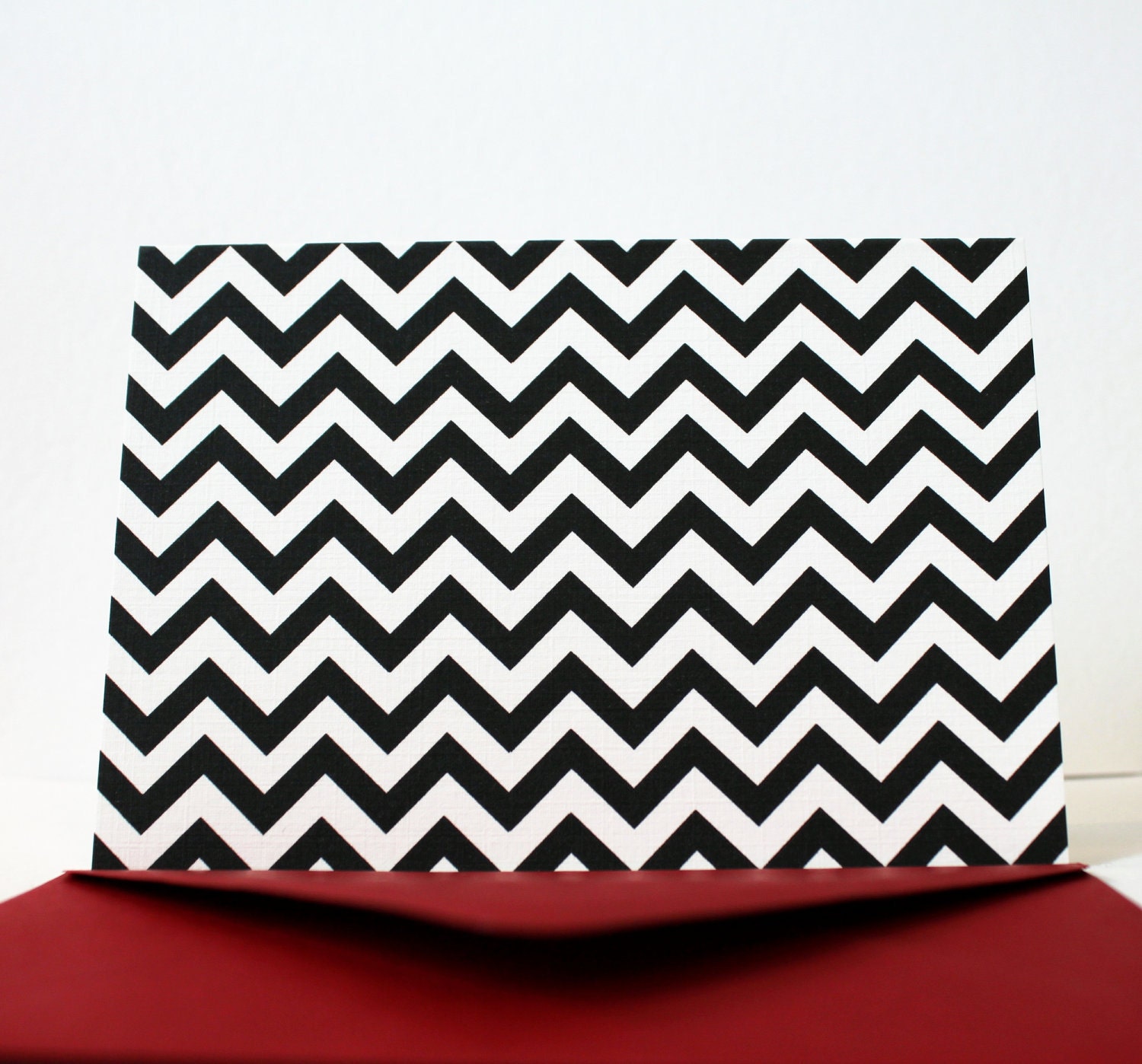 As Seen in Dec 2011 HARPER'S BAZAAR - TWO Sets black chevron stripe notecards - set (10)