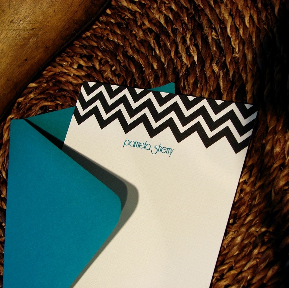 personalized chevron notecards set (10)