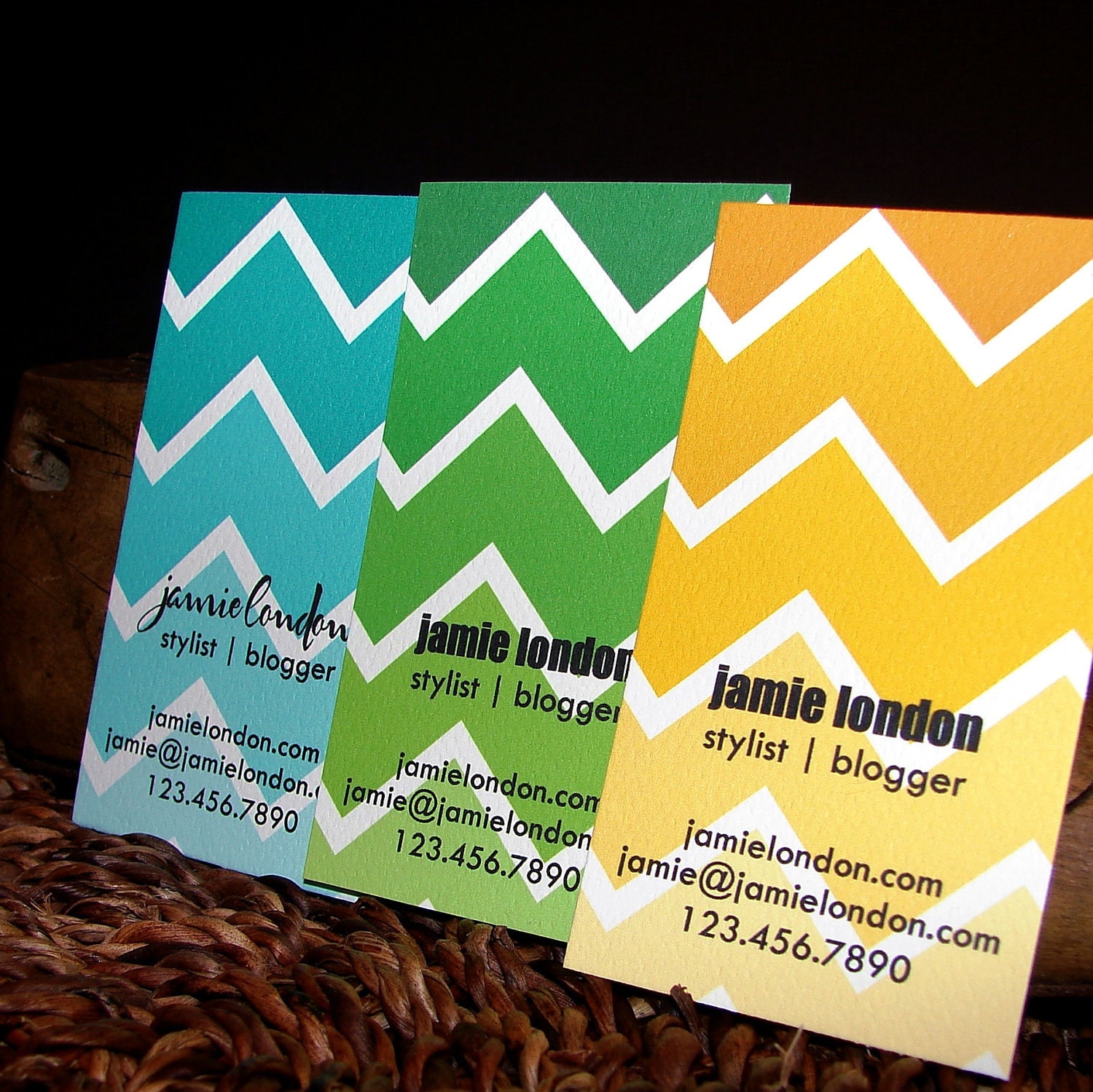 chevron ombre calling cards - set (50)