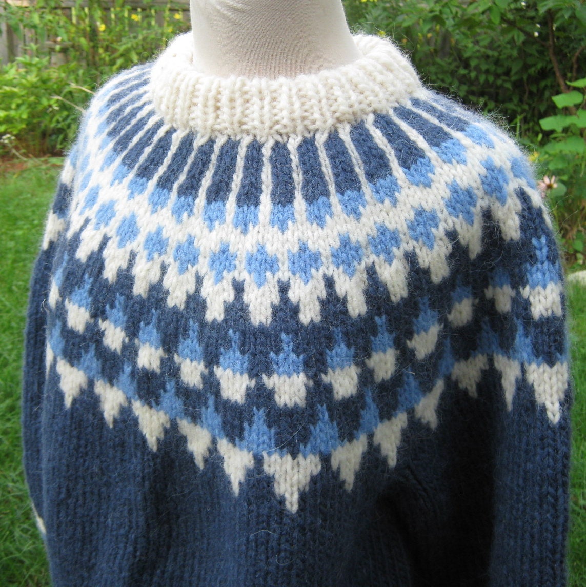 Icelandic Sweater, Women's Medium Large, Lopi, Blue, Handknit Sweaters by FeltedFriends on Etsy