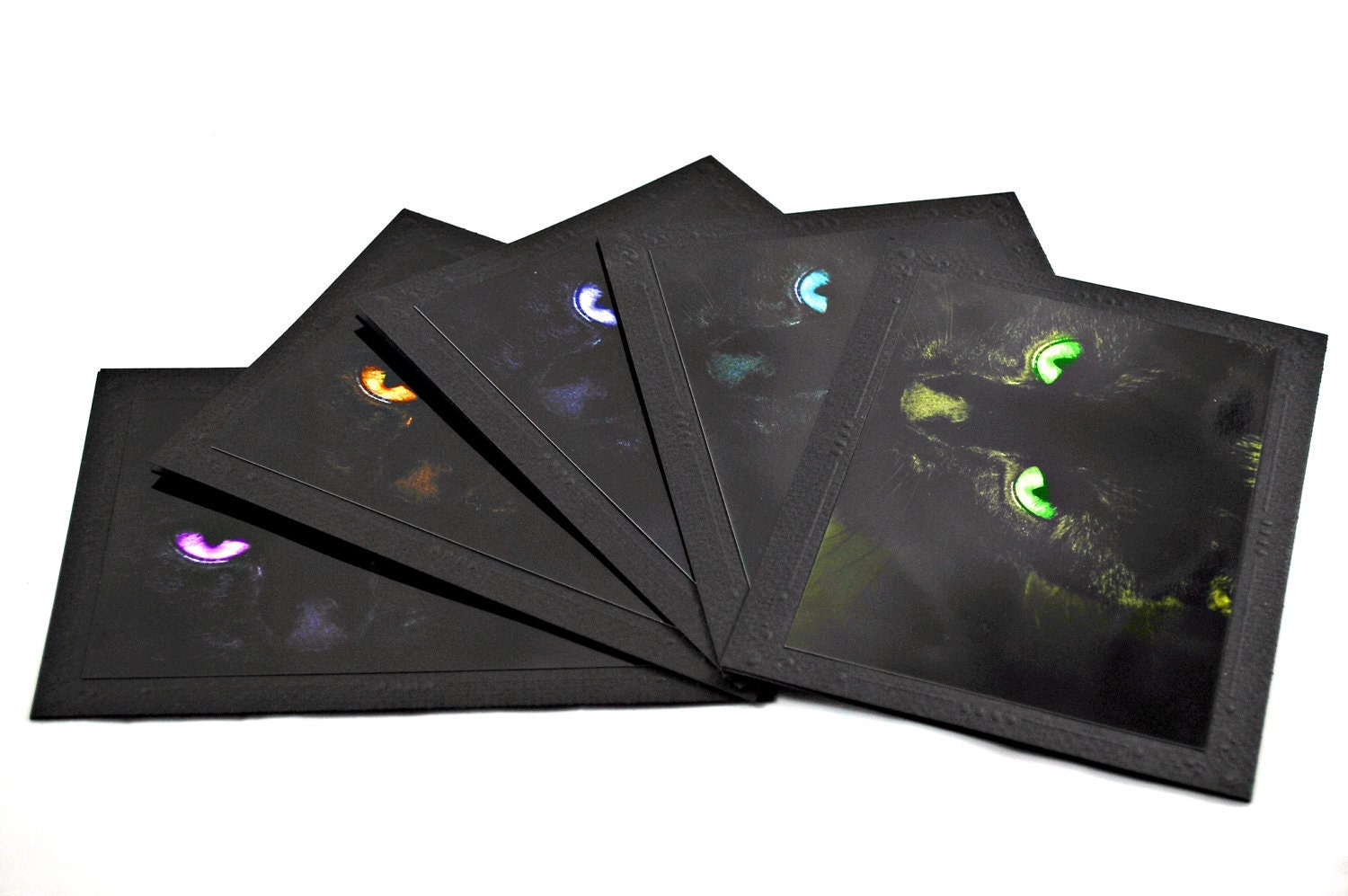 Goth Greeting Cards - Set of 5 - Familiar - 5x7 in Black - Unique - Blank Cards - Black Cat