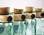 Vintage Green Glass Bottle - Pentacle Charm- Dark Decor - Re-purposed - Altered Art - Home Decor - Ametista