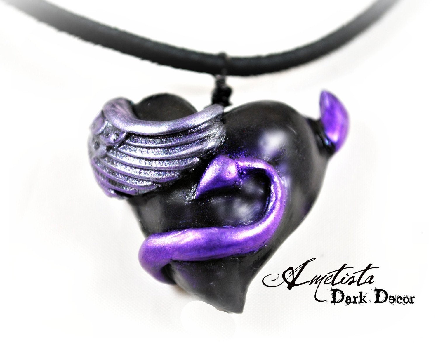 333 Half Evil - Romantic Goth Glam Pendant - Handmade
