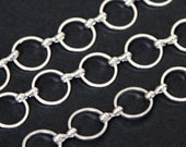 5ft of Silver plated brass circle links chain 12mm