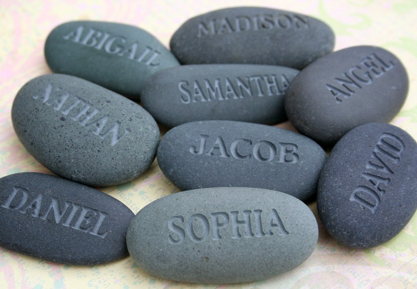 Personalized gifts - Set of 6 Name Rocks - gift for dad or grandpa