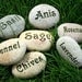 Natural Garden Markers - Plant marker, herb marker or custom word - Set of 3 Custom Engraved Rocks