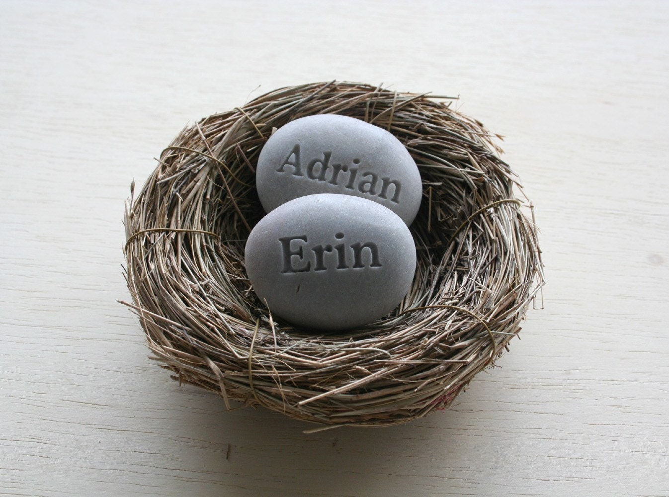 Mom's Nest (c) - set of 2 stones in bird nest
