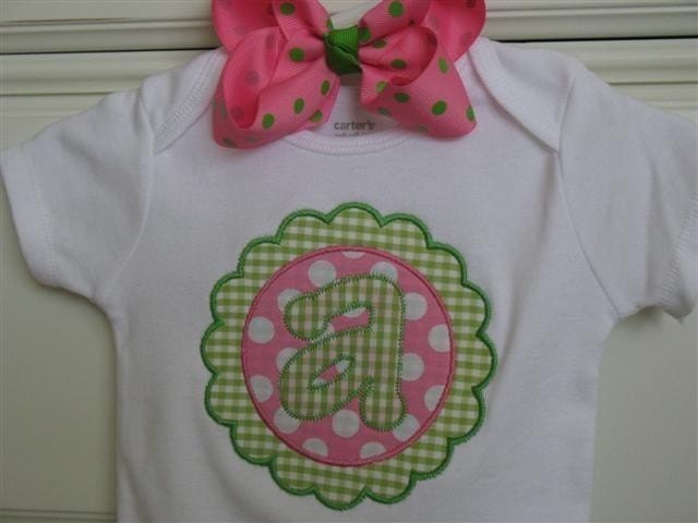 Preppy Girl Applique Flower Tee or Bodysuit - Short Sleeve or Tank Top - Custom Personalized Tee