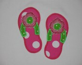 Flip Flops Applique - Short Sleeve Tee - Flip Flop Applique for Girls