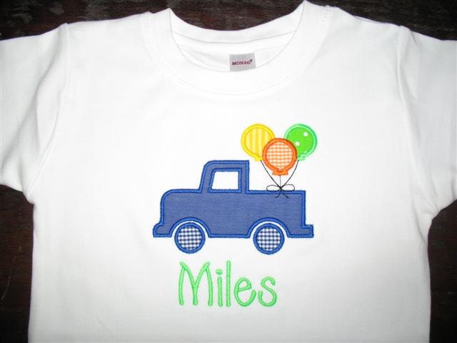 Birthday Balloon Truck - Birthday Tee - Personalized Tee for Boy - Short Sleeves