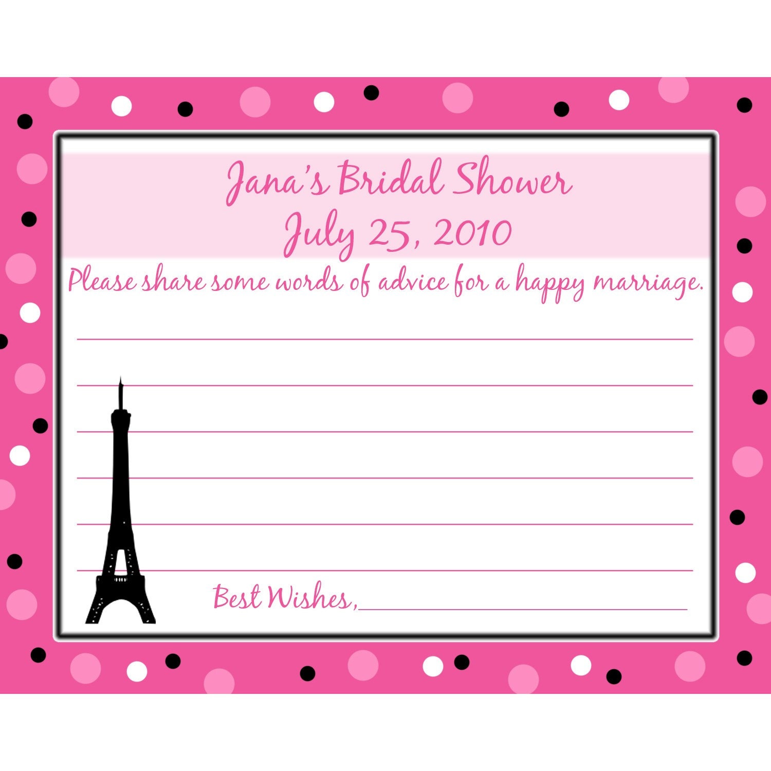 24 Bridal Shower Advice Cards  Paris Romance
