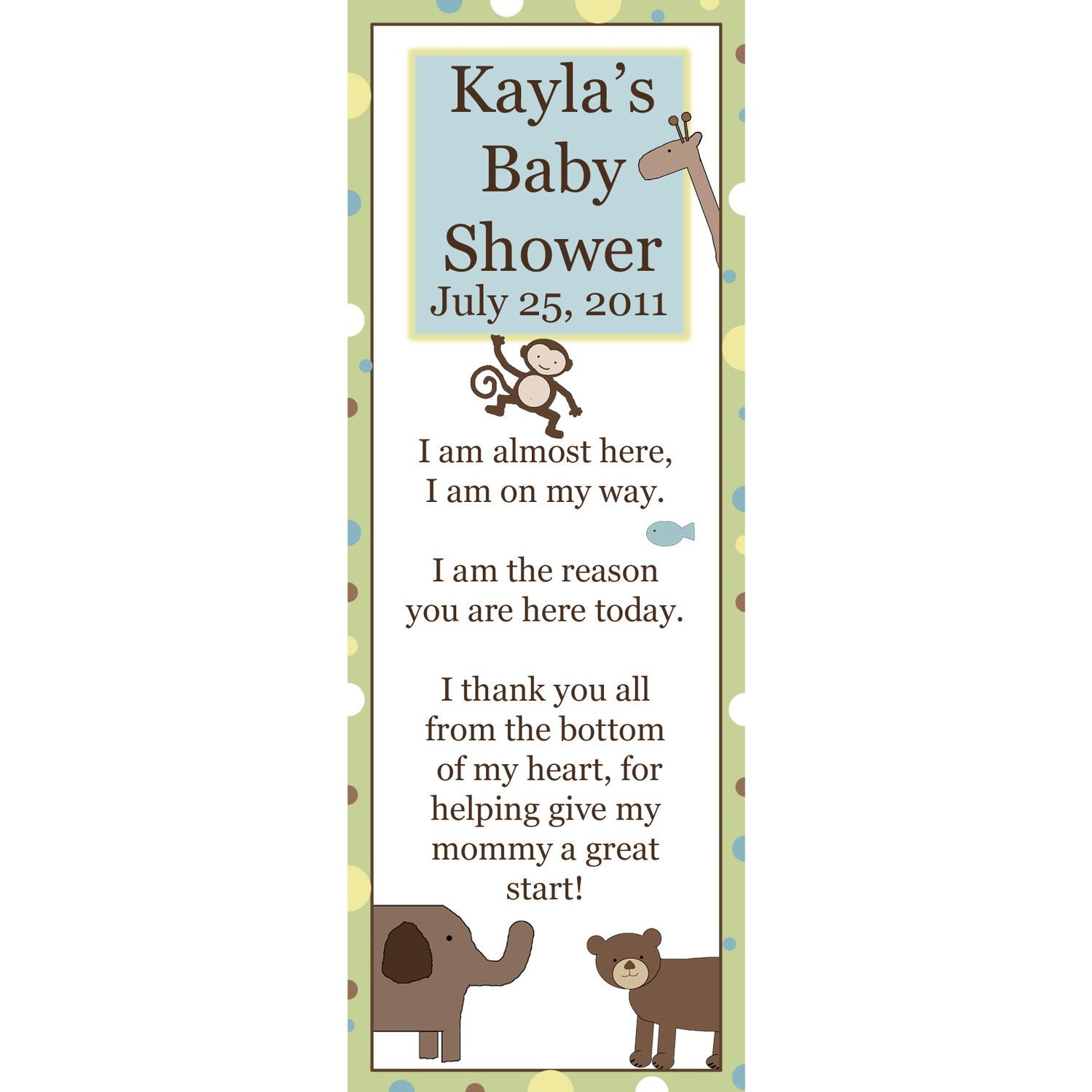 20 Personalized Bookmarks for Baby Shower WILD by partyplace