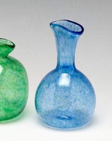 Blue Pinch Bud Vase- Handblown glass