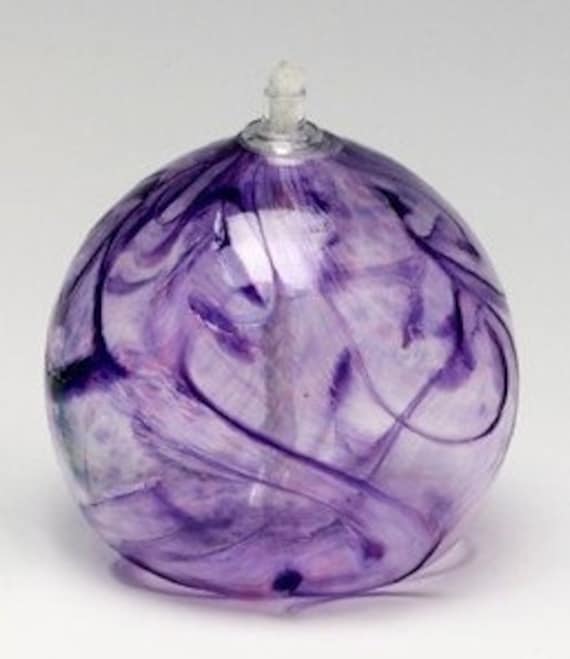 Violet Handblown Glass Oil Candle