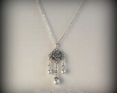 Wedding Jewelry - Chandelier Swarovksi Crystal AB Drop Bridal Pearl Wedding Necklace
