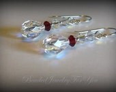 Bridal Earrings - Ruby Red Swarovski Crystal Aurora Borealis Bridesmaid Dangle Earrings