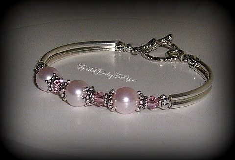 Wedding Bracelet - Rosaline Pink Swaovski Crystal Bridesmaid Bangle Bracelet