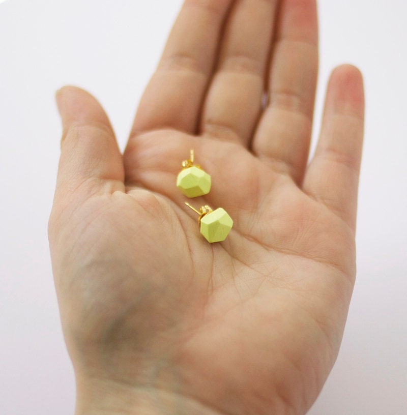 pale neon yellow geo earrings