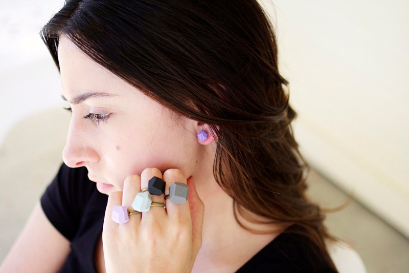 lavender geo earrings