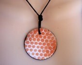 Polka Dot Enamel  Copper Pendant