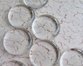 Almost 1'' FLAWLESS Pure White Glass Handcut Circles - 40 pieces