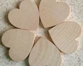 2'' Flat Wooden Hearts - Six Pieces - Great for PENDANTS and MAGNETS