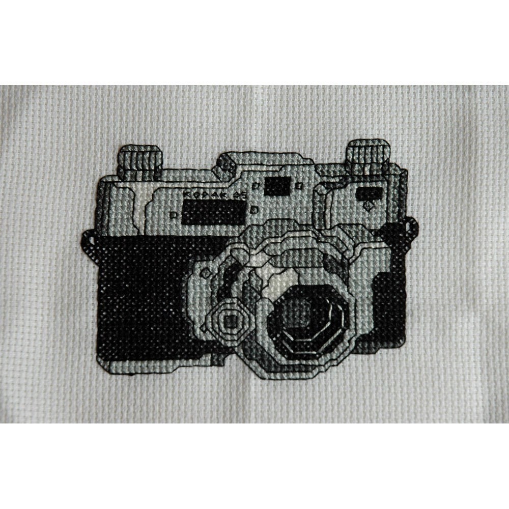 Cool Cross Stitch Pattern- Vintage Retro Black and White Kodak Camera