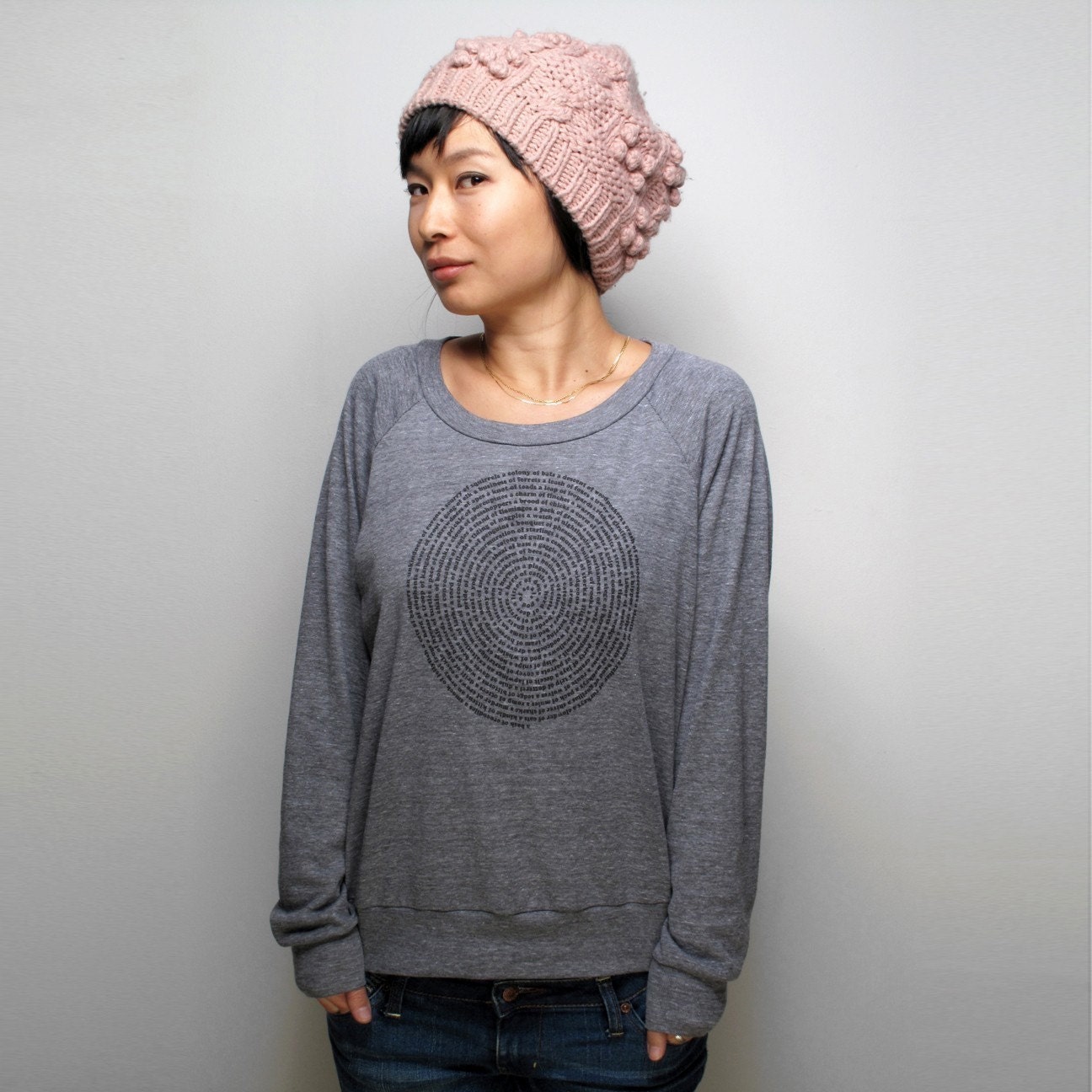 Collective Names of Animals -  Ladies Heather Gray Raglan Pullover in Small to Large