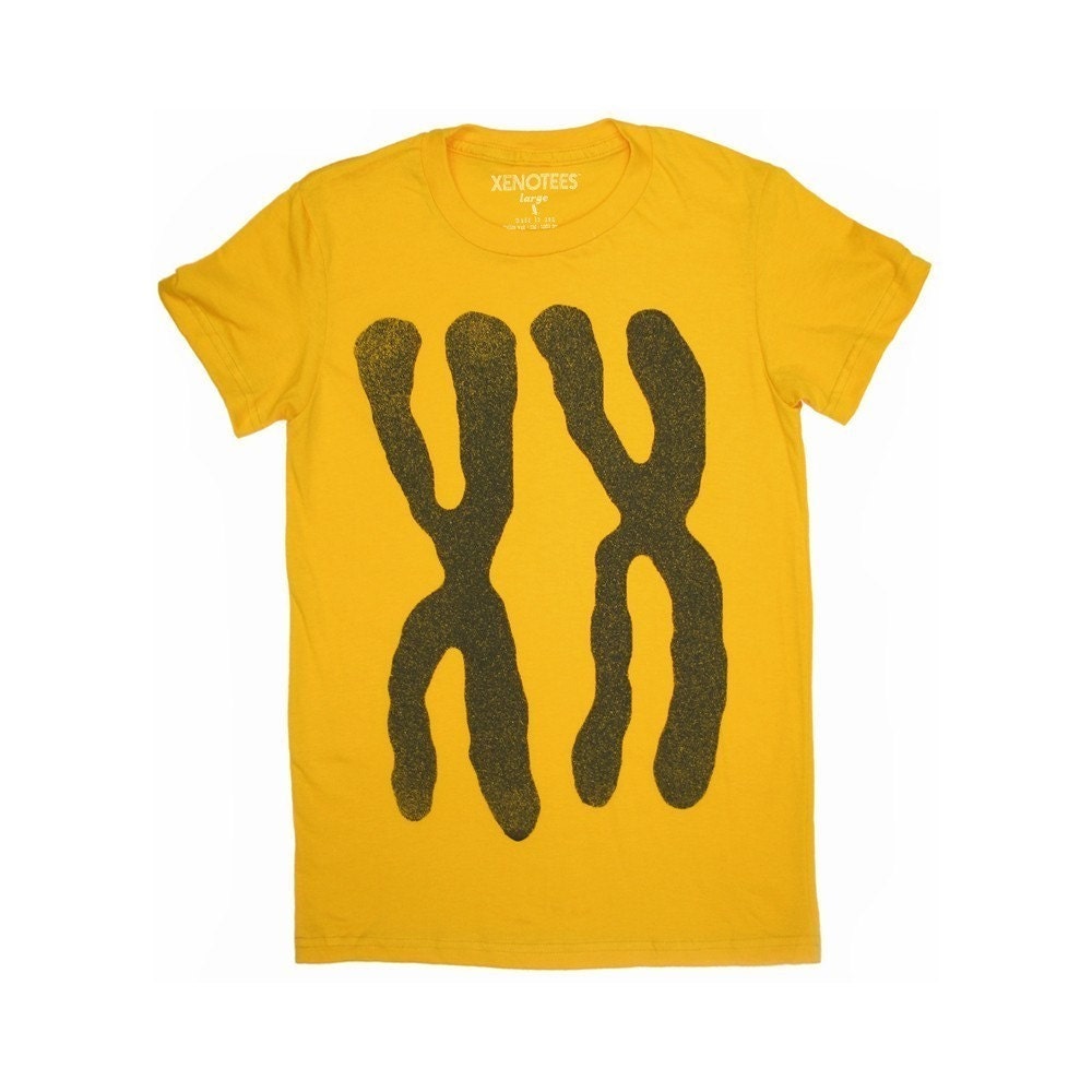 Gold XX Chromosome Womens Tshirt in X-Large : clothing for her, geekery, nerdy science tee, Mothers Day gift