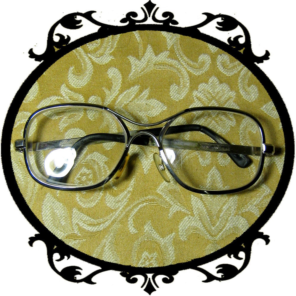 60s 70s Swank Frame oversized beveled eyeglasses with square lens frames. made in Spain.