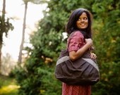 Large Weekender Vegan Messenger Waxed Canvas Laptop Diaper Bag in Chocolate/Teal