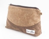 Oversized Clutch Convertible Pouch in Rustic Tan Waxed Canvas