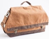 Vegan Backpack Convertible Satchel Waxed Canvas Messenger in Whiskey
