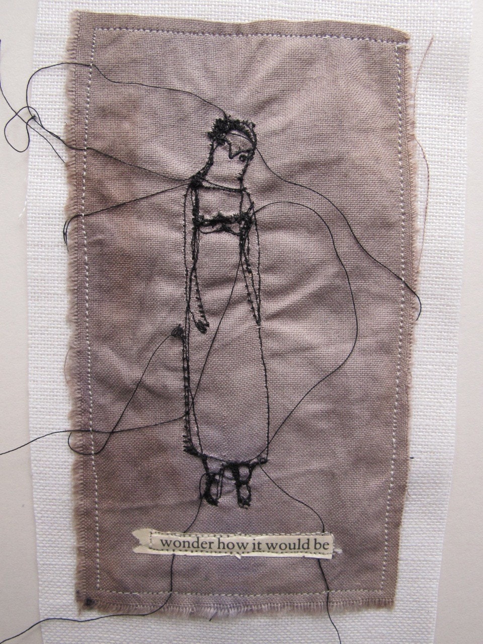 mixed media embroidery artwork - wonder how it would be - 8x6inches