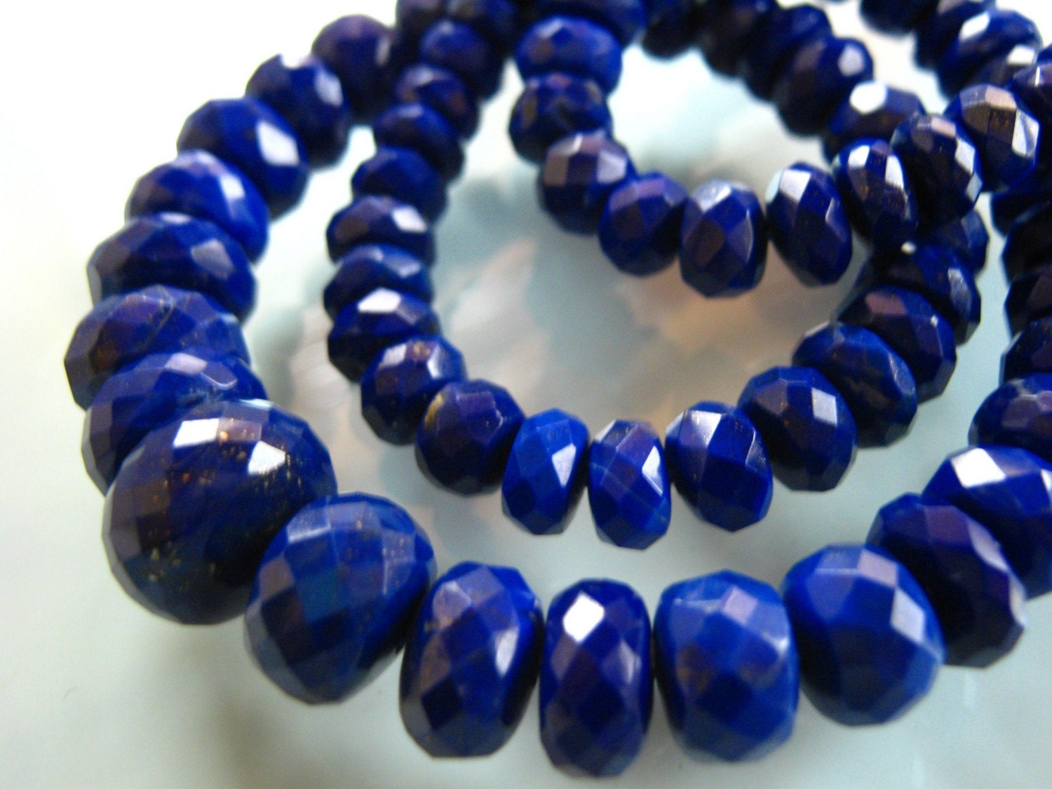 7 INCHES OF ROYAL BLUE LAPIS LAZULI Faceted Rondelles 6.5mm - 9.5mm Reduced from 30.29