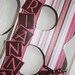 Custom Decorated Wood Letter - Brown and Pink Stripes