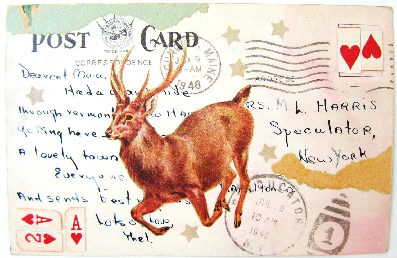 Dearest Mom. Altered postcard collage