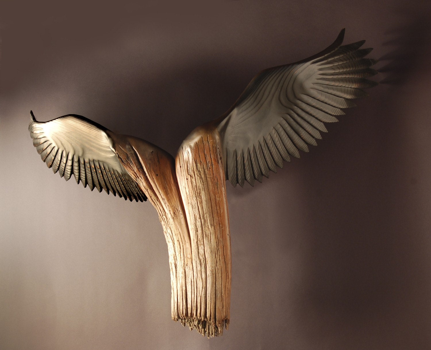 Nike Of The Forest , Wood Sculpture by Jason Tennant. American Chestnut