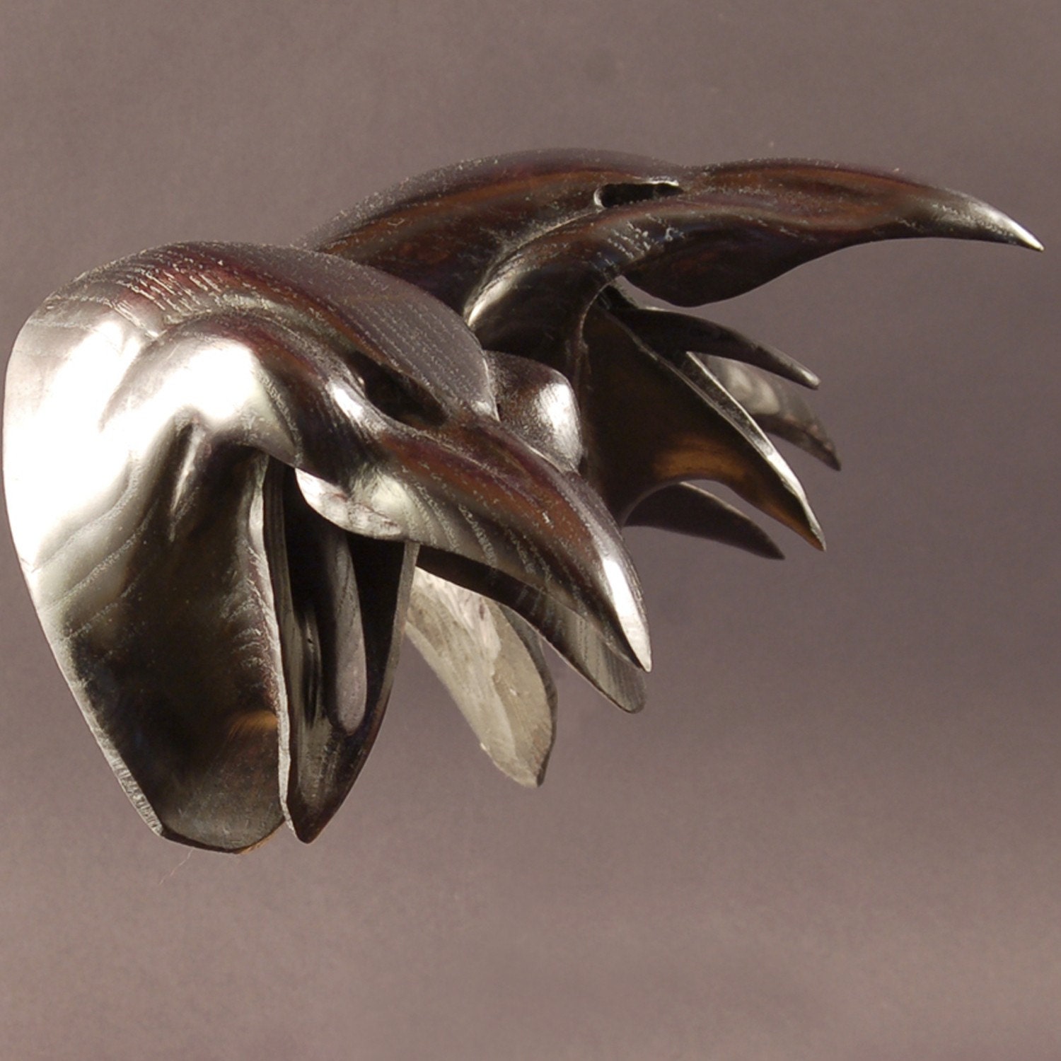 Three Laughing Crows Mask,  wood sculpture by Jason Tennant