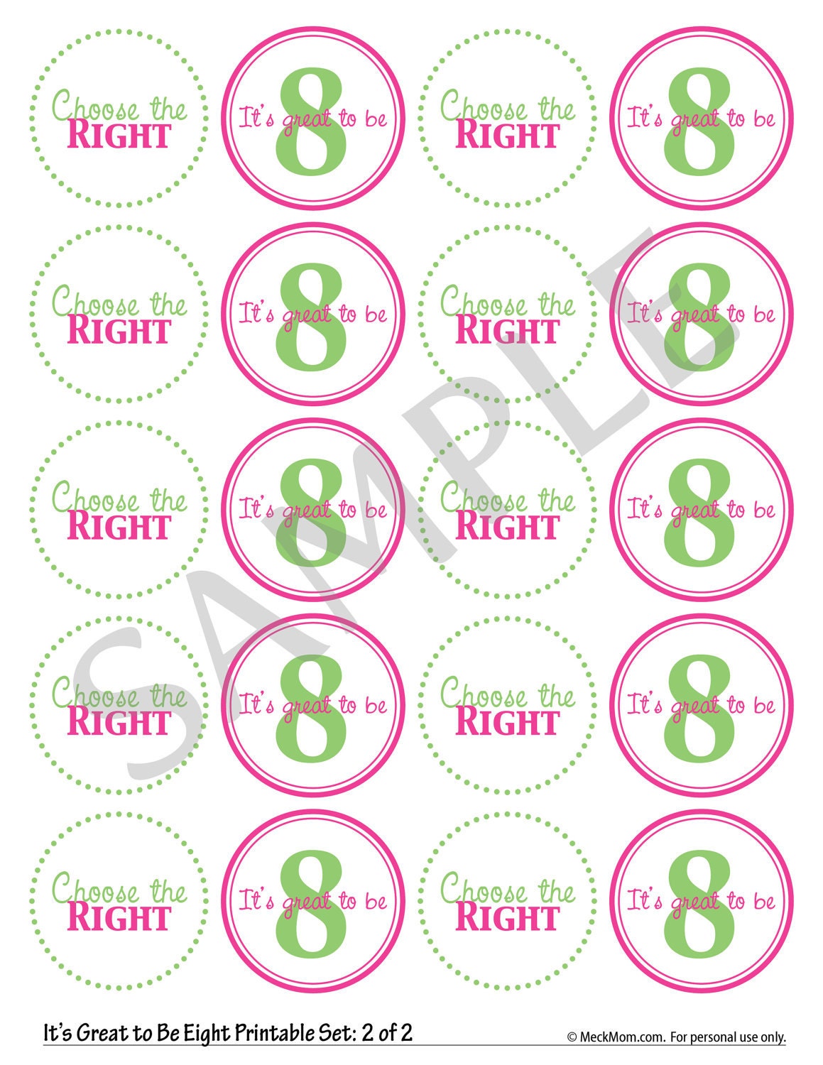 LDS Primary Baptism Printable - CTR - Boy & Girl  - Blue/Green, Pink/Green